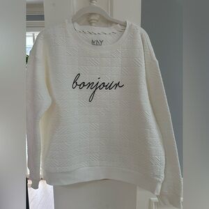 Marc New York Cream Quilted Bonjour Sweatshirt